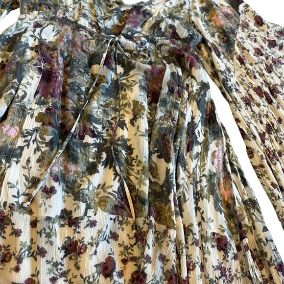 Free People Heart of Gold Floral Print Mini Dress Butterfly Sleeves Size Small - Picture 6 of 14